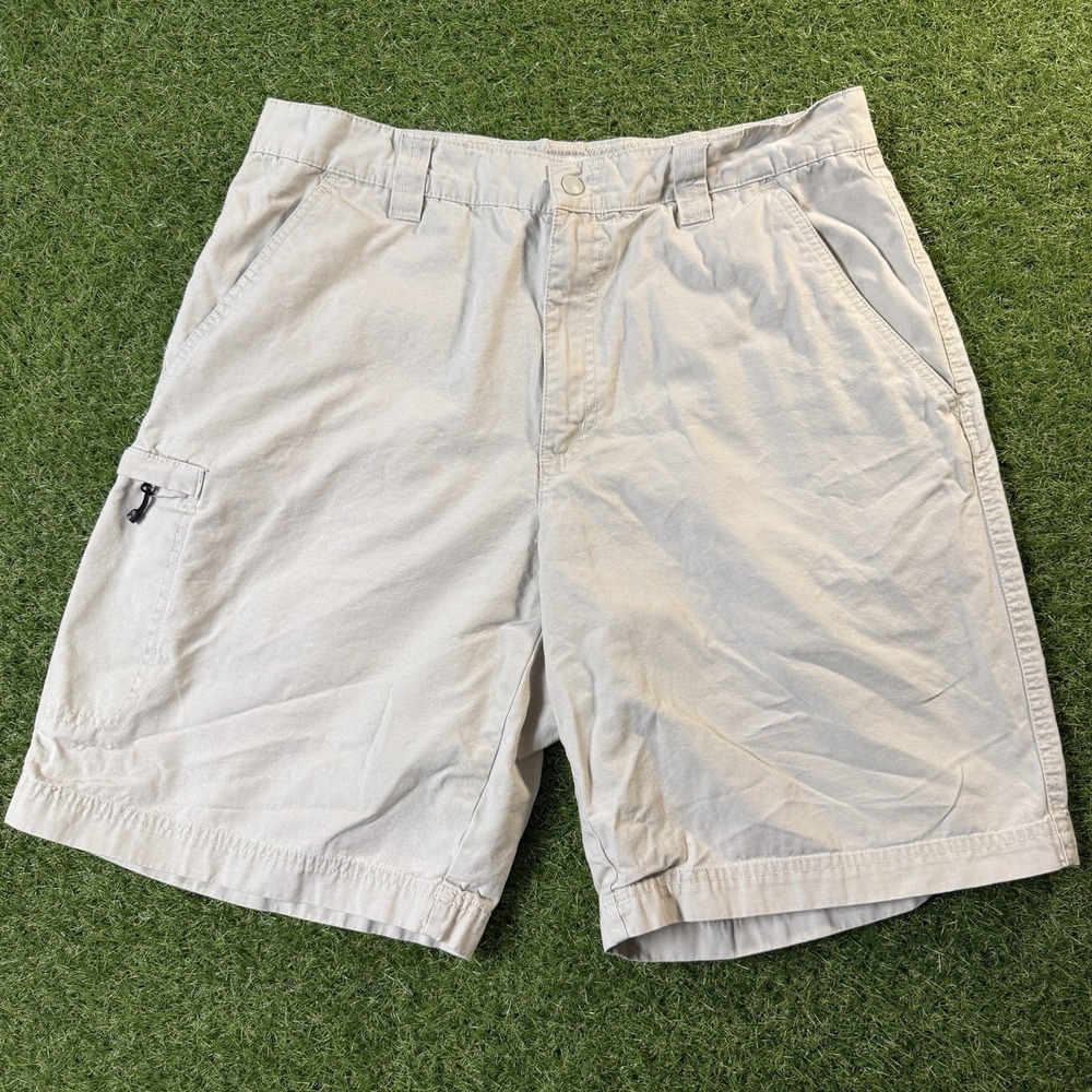 Columbia Men's Beige Cargo Pockets Shorts Fishing Hiking Size 34 Cotton - 0164